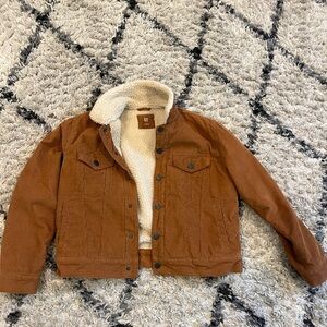 GAP Brown Corduroy Jean Jacket with Sherpa Collar